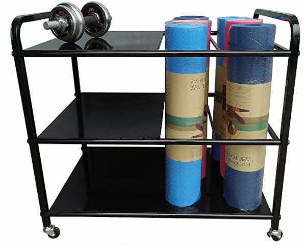 Types of Yoga Mat Storage: ZXXL Black Yoga Mat Storage Cart, Mobile Yoga Mat Holder Basket
